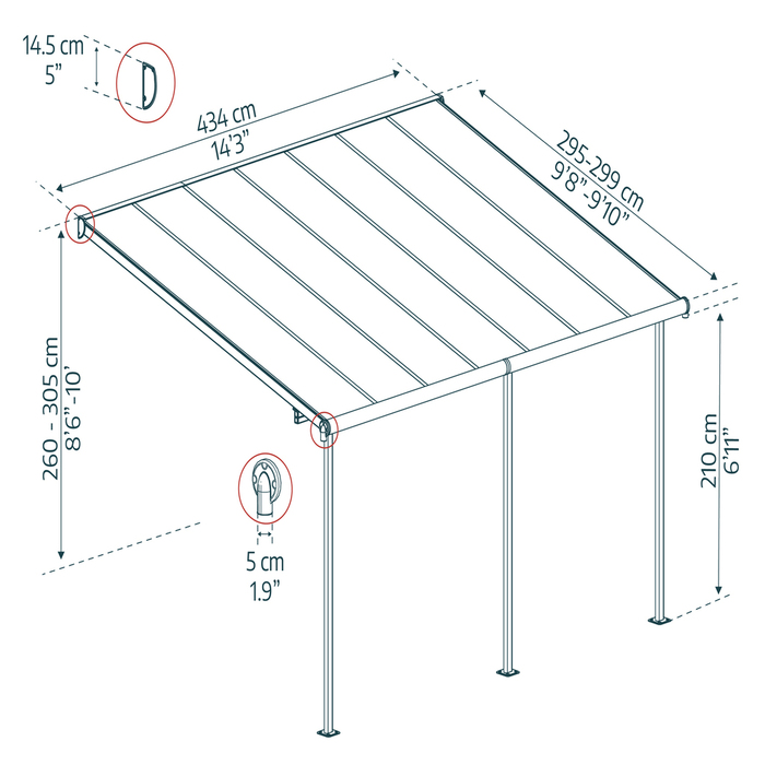 Terrassöverbyggnad Sierra 12,8 m² Antracitgrå Canopia by Palram 